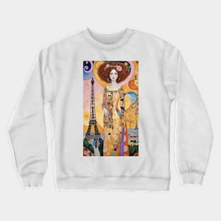 Gustav Klimt's Parisian Symphony: Eiffel Tower Inspired Crewneck Sweatshirt